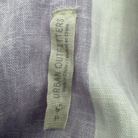 URBAN OUTFITTERS | Small Striped Midi Dress Purple Linen Button Front Pockets - Picture 9 of 9